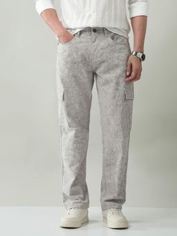 AD By Arvind - Textured Comfort Fit Cargo Pocket Trouser