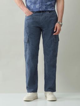 AD By Arvind - Textured Comfort Fit Cargo Pocket Trouser