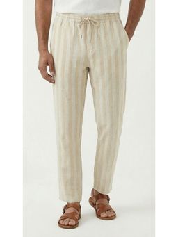 IZF - Men Striped Straight Fit Linen Trouser