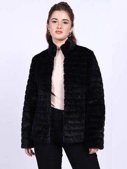Saint G - Fernanda Black Fur Womens Jackets