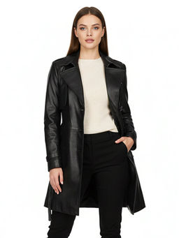 Saint G - Davina Black Leather Trench Coat