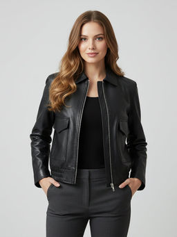 Saint G - Ginevra Black Leather Women Jackets