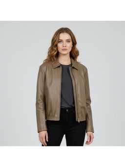 Saint G - Ginevra Olive Leather Women Jackets