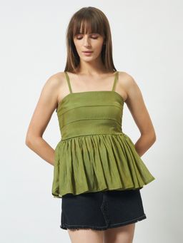 Trend Arrest - Women Breeze Peplum Green Top