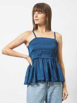 Trend Arrest - Women Breeze Peplum Blue Top