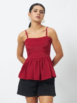 Trend Arrest - Women Breeze Peplum Red Top