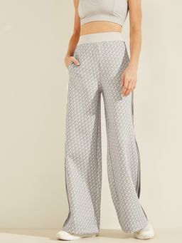 Guess - Womens Monogram Wide Leg Flat-Front Trousers