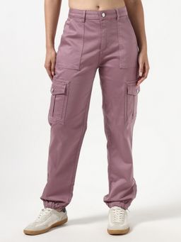 Guess - Womens Juno Twilight Lavender Solid Cargo Pants