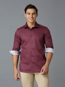 Reid & Taylor - Men Wine Solid Casual Shirt