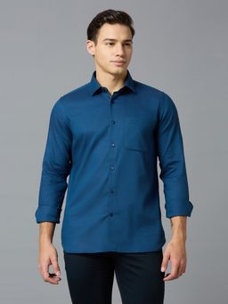 Reid & Taylor - Men Turquoise Solid Casual Shirt