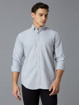 Reid & Taylor - Men Grey Solid Casual Shirt