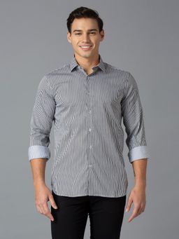 Reid & Taylor - Men Black Striped Casual Shirt