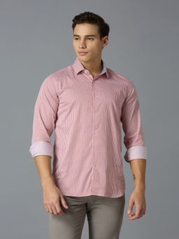 Reid & Taylor - Men Red Striped Casual Shirt