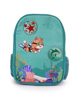 Filli & Me - Green Polyester Printed Goes Diving School Backpack