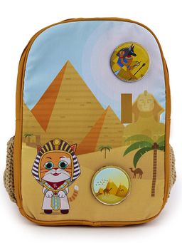 Filli & Me - Mustard Polyester Printed Rules Egypt School Backpack