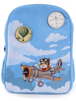 Filli & Me - Blue Polyester Printed Flies a Plane School Backpack