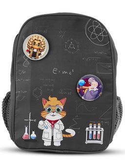 Filli & Me - Black Polyester Printed Does Science Experiments School Backpack