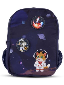 Filli & Me - Navy Blue Polyester Printed Goes into Space School Backpack