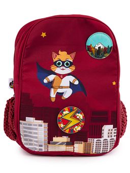 Filli & Me - Red Polyester Printed Saves the World School Backpack