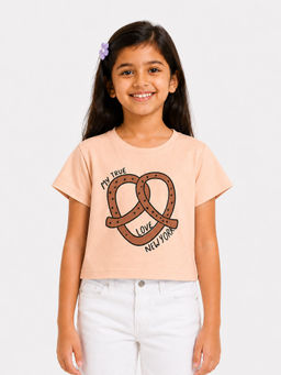 Bloom Up - Peach Printed Cotton Blend Regular Fit Top