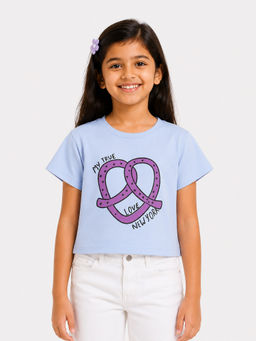 Bloom Up - Blue Printed Cotton Blend Regular Fit T-Shirt