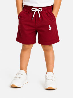 Bloom Up - Red Solid Cotton Blend Regular Fit Shorts