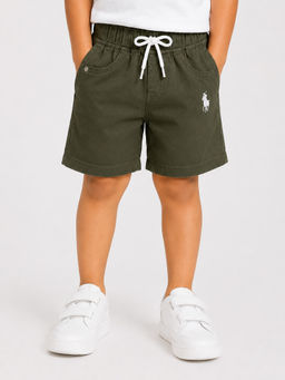 Bloom Up - Olive Solid Cotton Blend Regular Fit Shorts
