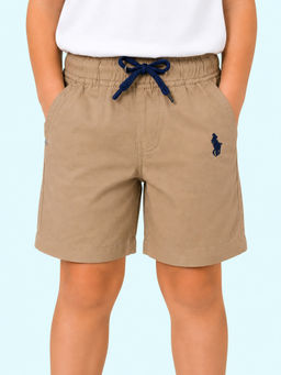 Bloom Up - Beige Solid Cotton Blend Regular Fit Shorts