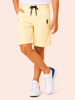Bloom Up - Yellow Solid Cotton Blend Regular Fit Shorts