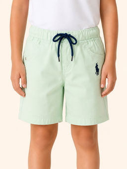 Bloom Up - Green Solid Cotton Blend Regular Fit Shorts