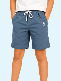 Bloom Up - Blue Solid Cotton Blend Regular Fit Shorts