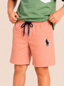 Bloom Up - Peach Solid Cotton Blend Regular Fit Shorts