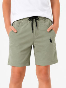 Bloom Up - Green Solid Cotton Blend Regular Fit Shorts
