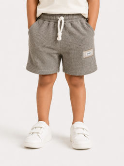 Bloom Up - Grey Solid Cotton Blend Regular Fit Shorts