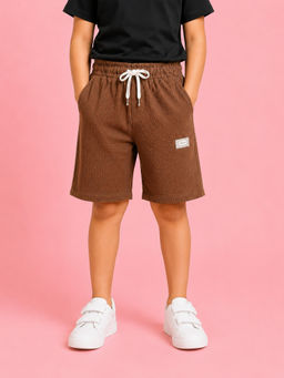 Bloom Up - Brown Solid Cotton Blend Regular Fit Shorts