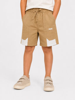 Bloom Up - Khaki Solid Cotton Blend Regular Fit Shorts
