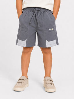 Bloom Up - Grey Solid Cotton Blend Regular Fit Shorts