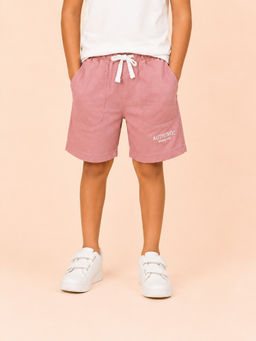Bloom Up - Mauve Solid Cotton Blend Regular Fit Shorts