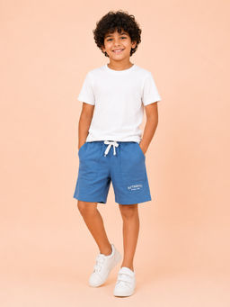 Bloom Up - Blue Solid Cotton Blend Regular Fit Shorts