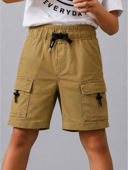 Bloom Up - Khaki Solid Cotton Blend Regular Fit Shorts