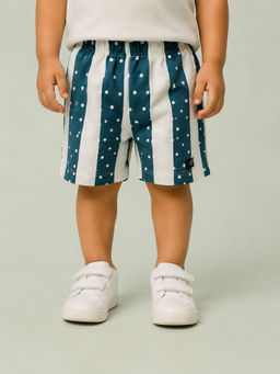 Bloom Up - White Stripes Cotton Blend Regular Fit Shorts