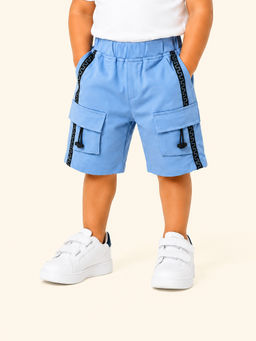 Bloom Up - Blue Solid Cotton Blend Regular Fit Shorts