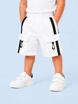 Bloom Up - White Solid Cotton Blend Regular Fit Shorts