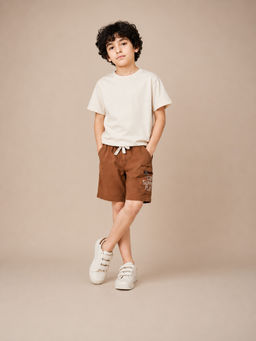 Bloom Up - Rust Solid Cotton Blend Regular Fit Shorts