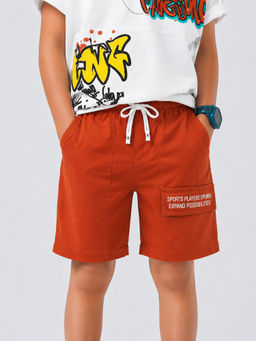 Bloom Up - Rust Solid Cotton Blend Regular Fit Shorts
