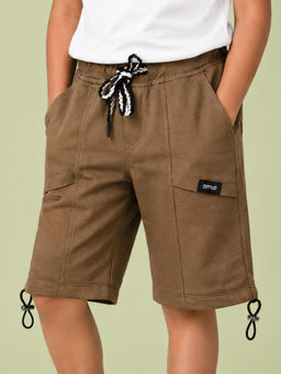Bloom Up - Brown Solid Cotton Blend Regular Fit Shorts