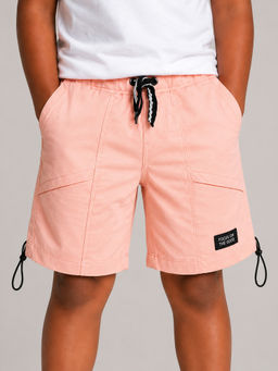 Bloom Up - Peach Solid Cotton Blend Regular Fit Shorts