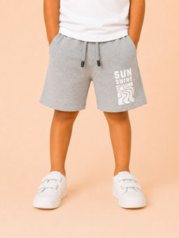 Bloom Up - Grey Solid Cotton Blend Regular Fit Shorts