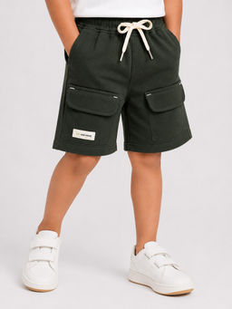 Bloom Up - Olive Solid Cotton Blend Regular Fit Shorts