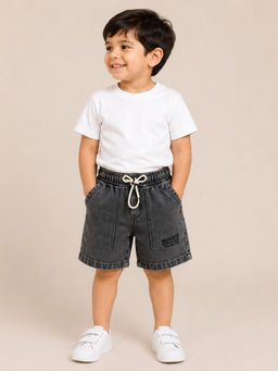 Bloom Up - Charcoal Solid Cotton Blend Regular Fit Shorts